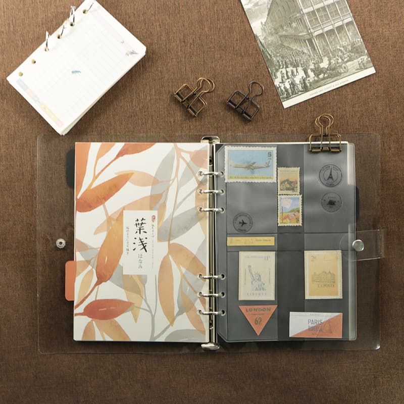 New portable travel loose-leaf information bag PVC transparent file bag zipper business card storage folder wholesale 3