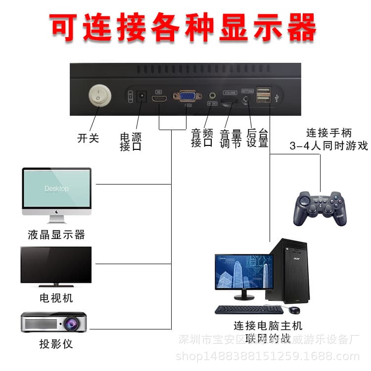 Moonlight Box Pandora 29800 all-in-one home fighting machine double joystick HD TV game console 3