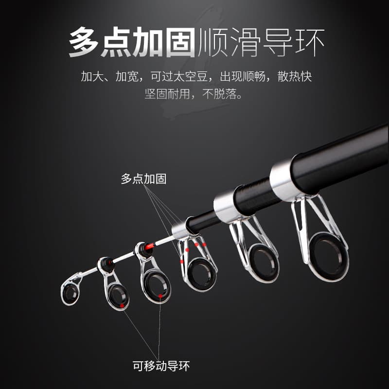 Telescopic raft pole, shore-throwing raft, luminous soft slightly super hard short sea pole, spiral wheel seat, soft tail raft pole, fishing rod 4