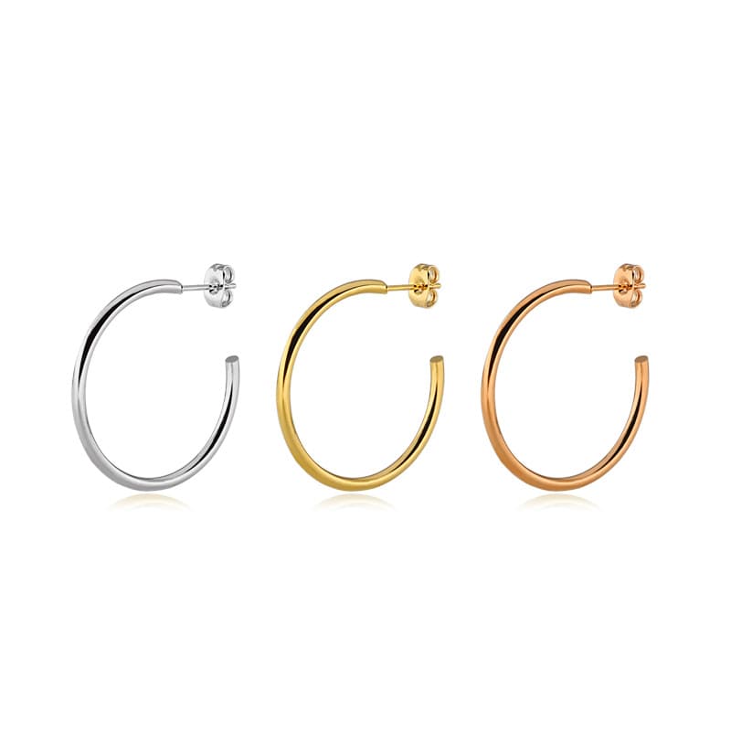 Korean version of fashionable titanium steel exaggerated C-shaped earrings stainless steel geometric round earrings earrings earrings factory direct sales 2