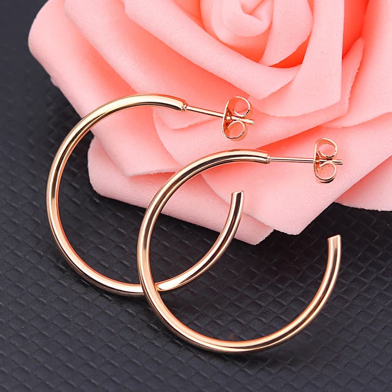 Korean version of fashionable titanium steel exaggerated C-shaped earrings stainless steel geometric round earrings earrings earrings factory direct sales 4