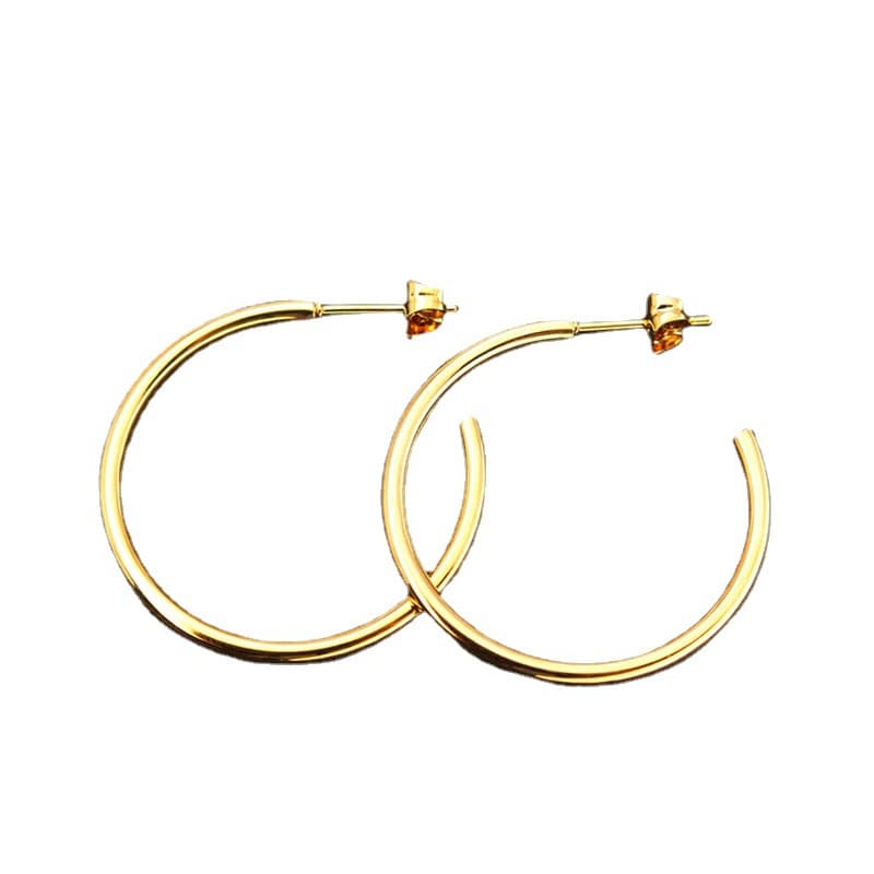 Korean version of fashionable titanium steel exaggerated C-shaped earrings stainless steel geometric round earrings earrings earrings factory direct sales 6