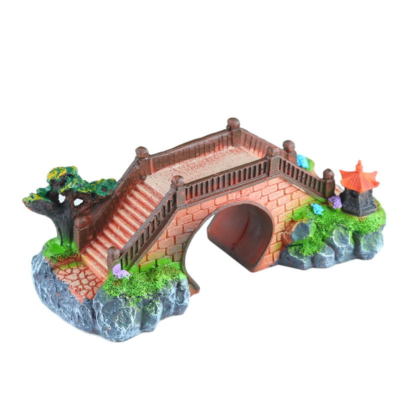 Manufacturer supplies fish tank landscaping decorative bridge, aquarium equipment accessories, fish and shrimp resin bridge, turtle climbing platform three-eye bridge 2