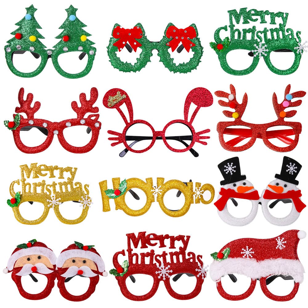 2026 cross-border Christmas decoration glasses Christmas adult and children photo props snowman tree bow glasses frame 1