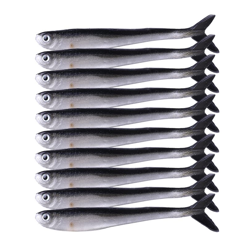 HENG JIA 10pcs two-color small fish lure soft bait 8cm/2g fishing loach soft bait wholesale 5