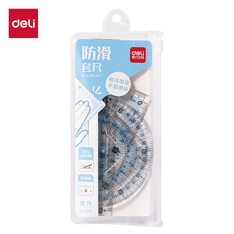 4-piece set of rulers and compasses, powerful set of rulers for students, including a 15cm ruler, triangle, and protractor 6