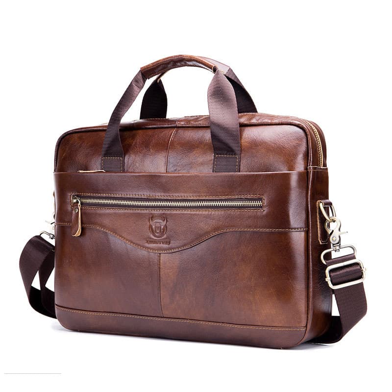 Captain Niu Leather Laptop Briefcase Men's Genuine Leather Shoulder Messenger Bag First Layer Cowhide Business Briefcase 6