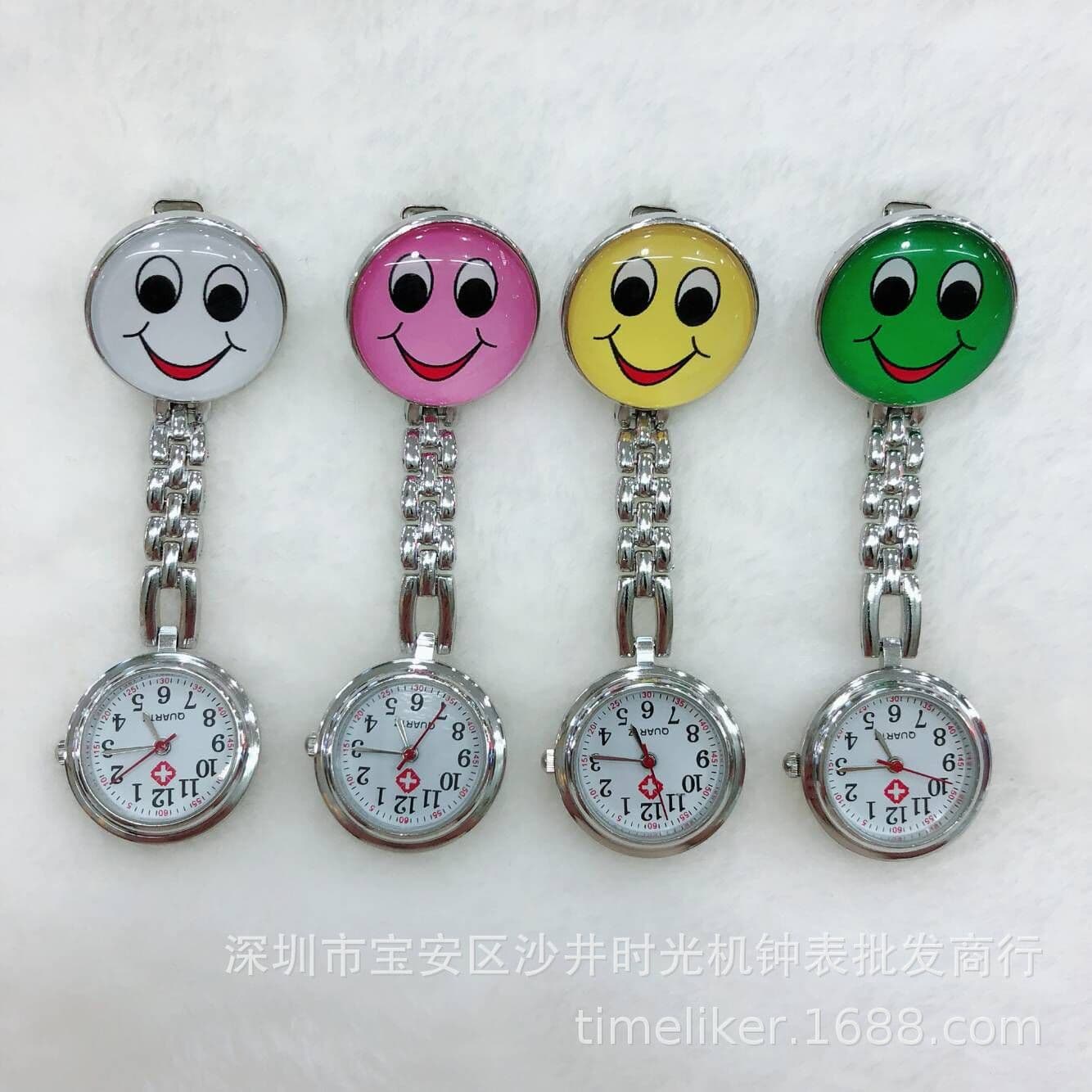Shenzhen factory direct sales big eyes smiling face nurse watch medical nurse hanging watch male and female nurse creative gift watch