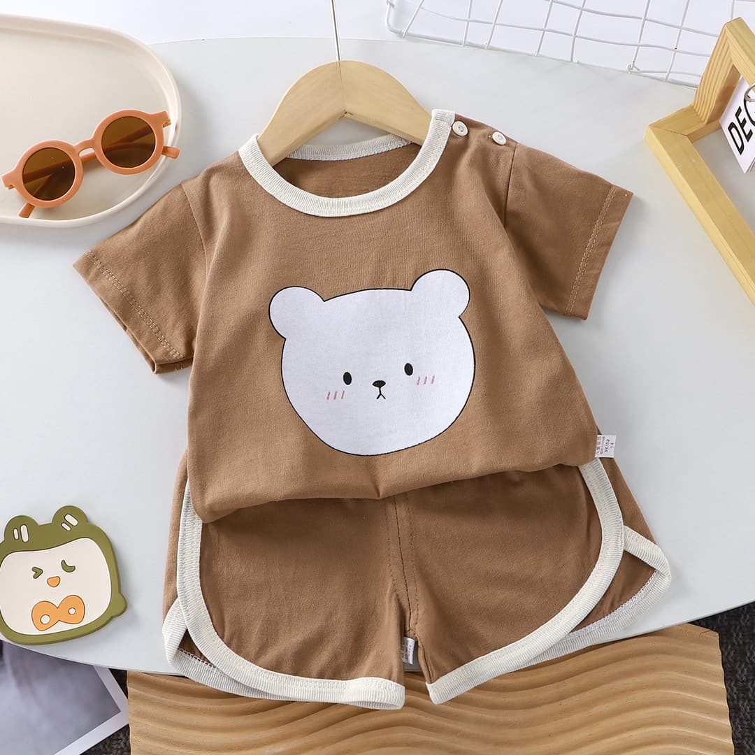 Children's short-sleeved suit pure cotton girls summer clothes boys T-shirt two pieces baby baby clothes Korean style children's clothing new style 5