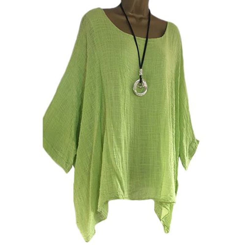 Summer new style European and American women's irregular sleeves and hem blouses, fashionable solid color O-neck casual tops 8