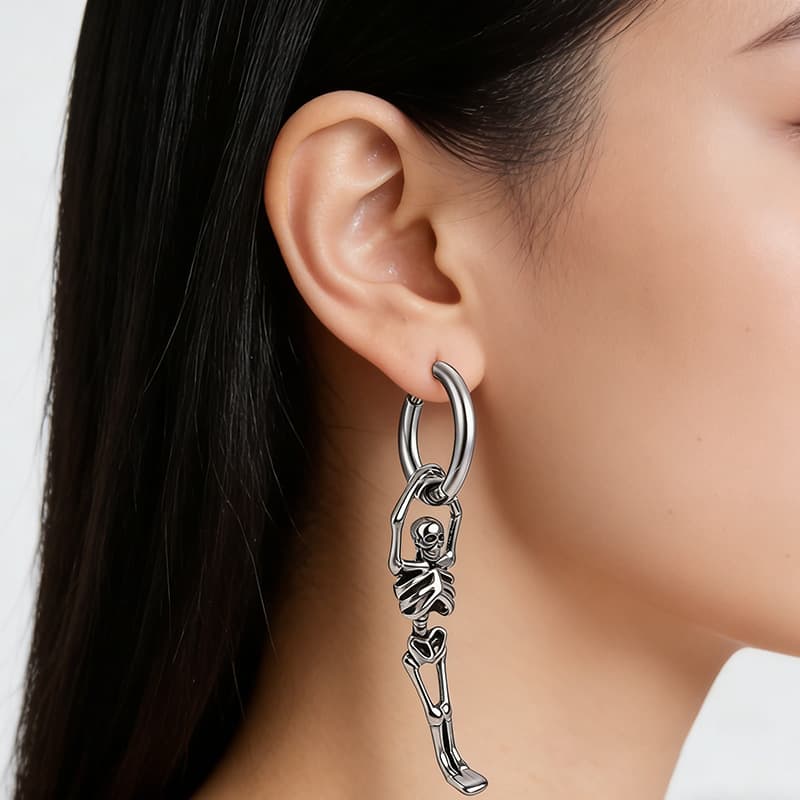 Posalina Stainless Steel Metal Dark Punk Style Cross Skull Love Tai Chi Ear Buttons for Women and Men 3