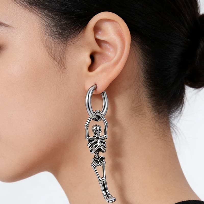 Posalina Stainless Steel Metal Dark Punk Style Cross Skull Love Tai Chi Ear Buttons for Women and Men 5