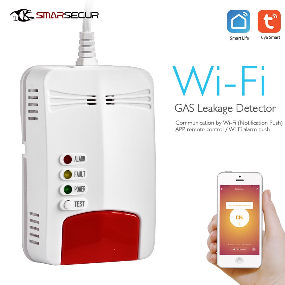 Tuya smart home WIFI gas detector gas alarm mobile APP real-time notification network alarm 3