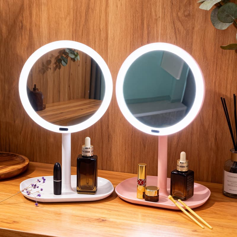 Cross-border human body induction high-end desktop with LED light mirror desktop makeup mirror ins dressing table beauty mirror 1