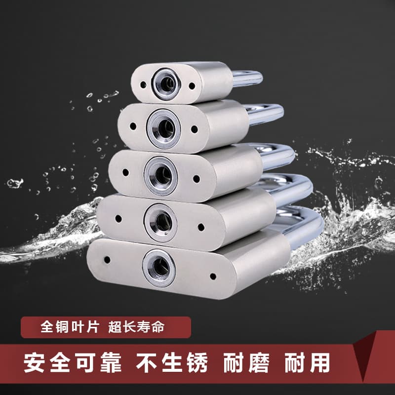 Factory direct supply of locks, large rounded blade padlock, anti-theft, anti-sled, imitation stainless steel pass-through lock, small lock for dormitory use 5