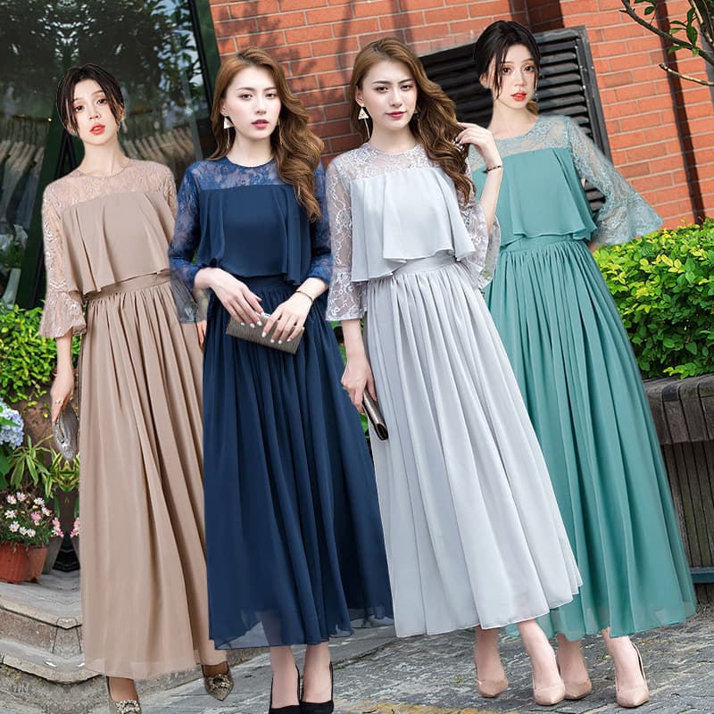 Evening dress long 2026 new Korean style banquet dress slimming AliExpress party host dress 2
