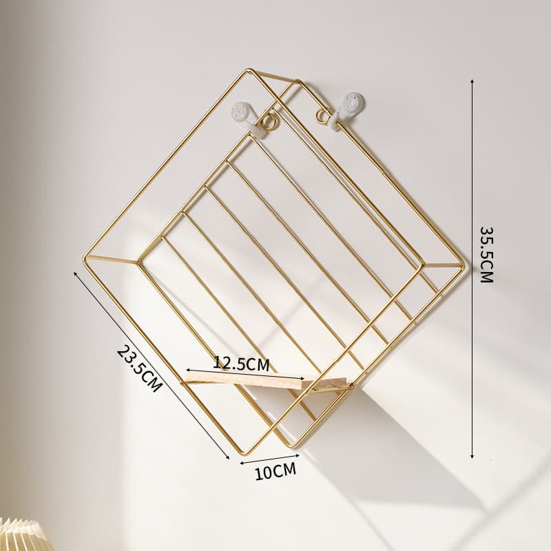 Nordic wrought iron storage rack wardrobe punch-free wall storage rack living room room bedroom special grid storage rack 9