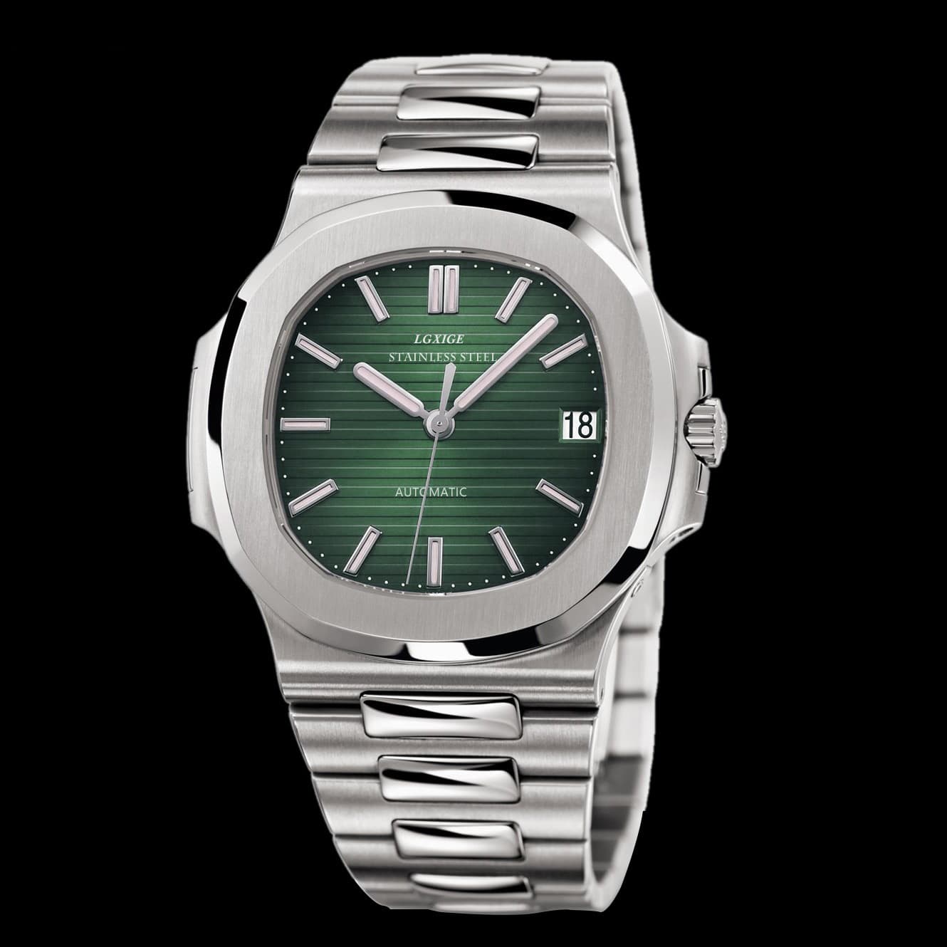 Automatic winding mechanical watch for men lgxige brand luxury men's watch 2019 new sapphire stainless steel watch 6