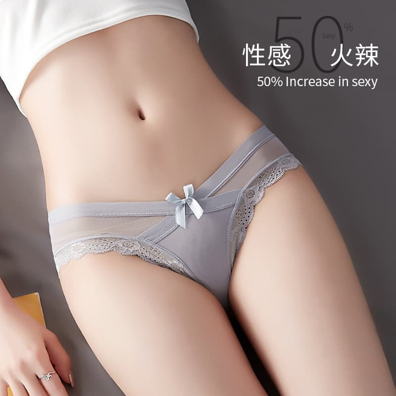 Ultra-thin women's underwear sexy lace women's summer seamless new mesh low-waist sexy large size girl bow 1