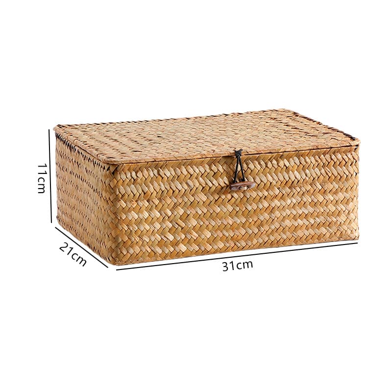 Straw covered storage box desktop organizer home creative handwoven packaging box gift box non-rattan 7