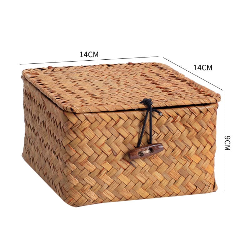 Straw covered storage box desktop organizer home creative handwoven packaging box gift box non-rattan 8