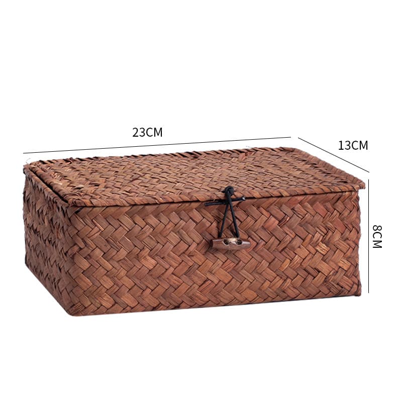 Straw covered storage box desktop organizer home creative handwoven packaging box gift box non-rattan 9