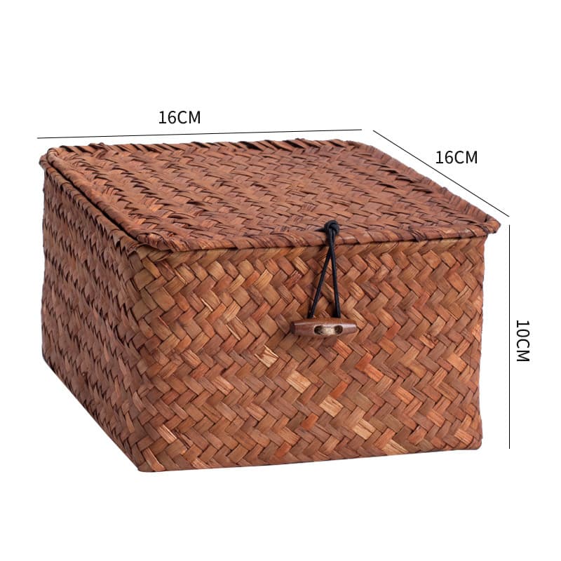 Straw covered storage box desktop organizer home creative handwoven packaging box gift box non-rattan 10