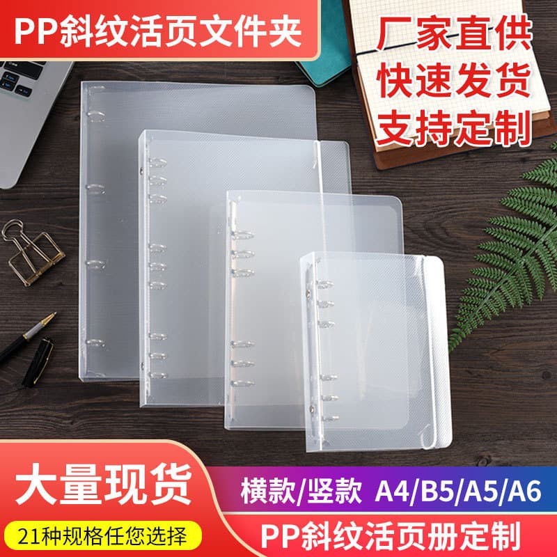 Twill pp transparent loose-leaf folder A4A5B5 hand ledger punched test paper data storage folder can be printed with patterns 1