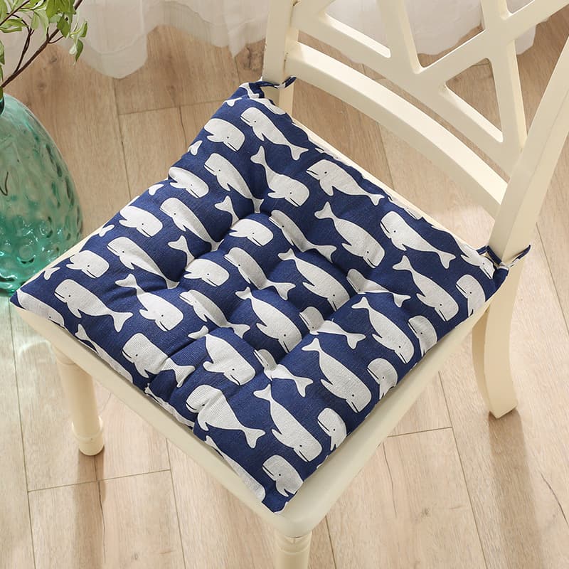 Student chair cushion stool cushion office seat cushion square butt cushion chair cushion household strap cotton and linen soft cushion 10