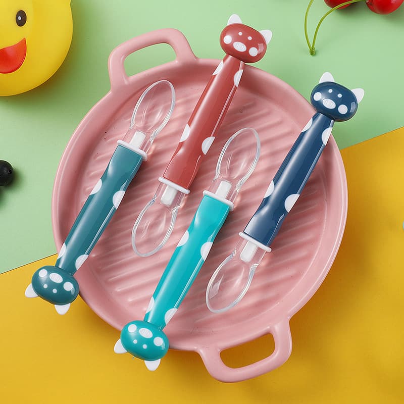 Baby silicone spoon, baby feeding spoon, soft head feeding spoon, baby eating training spoon, feeding feeding spoon 5