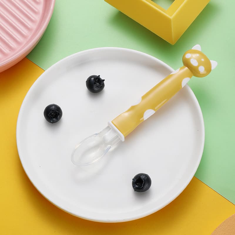 Baby silicone spoon, baby feeding spoon, soft head feeding spoon, baby eating training spoon, feeding feeding spoon 10