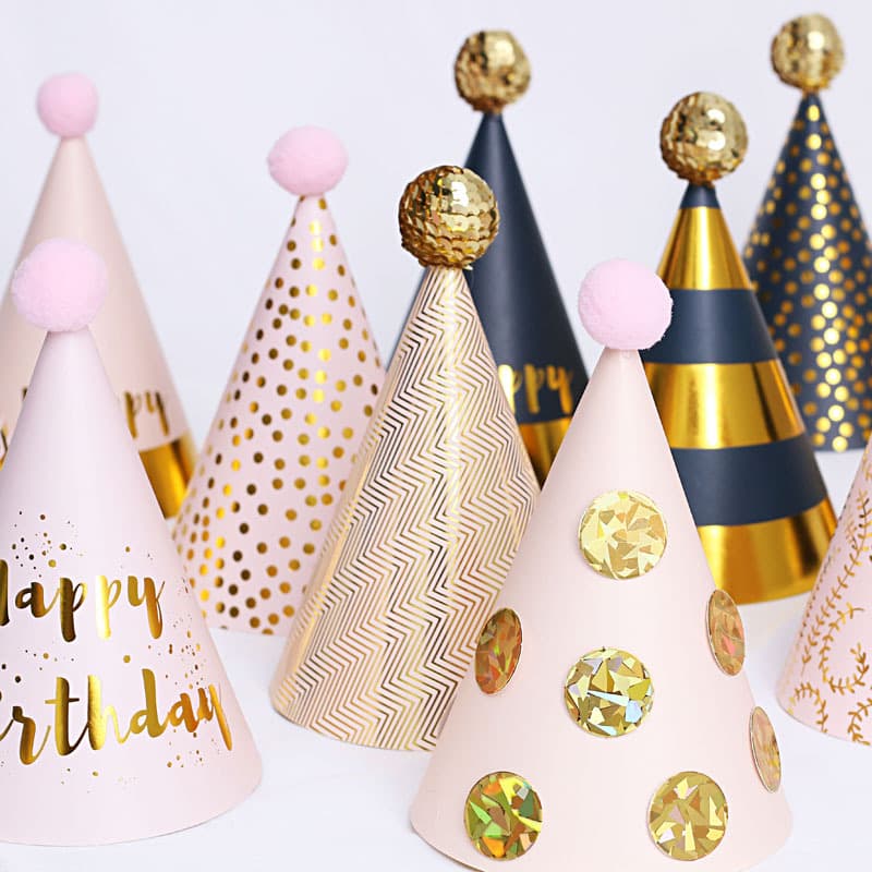 Birthday Party Hat Plush Ball Gold Ball Sequin Ball Party Birthday Hat Baby and Child Dress Up Birthday Hat 3
