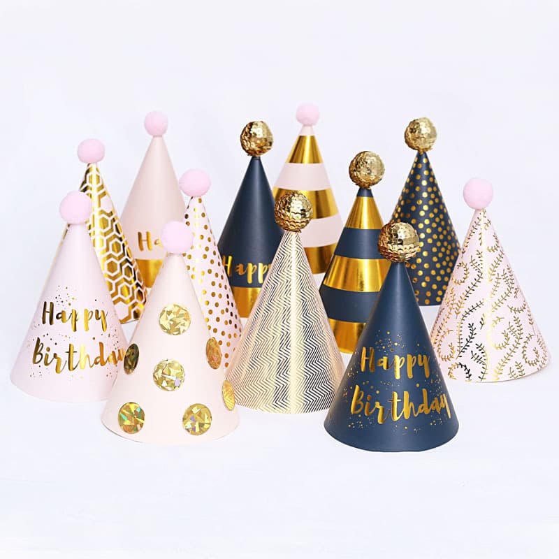 Birthday Party Hat Plush Ball Gold Ball Sequin Ball Party Birthday Hat Baby and Child Dress Up Birthday Hat 1