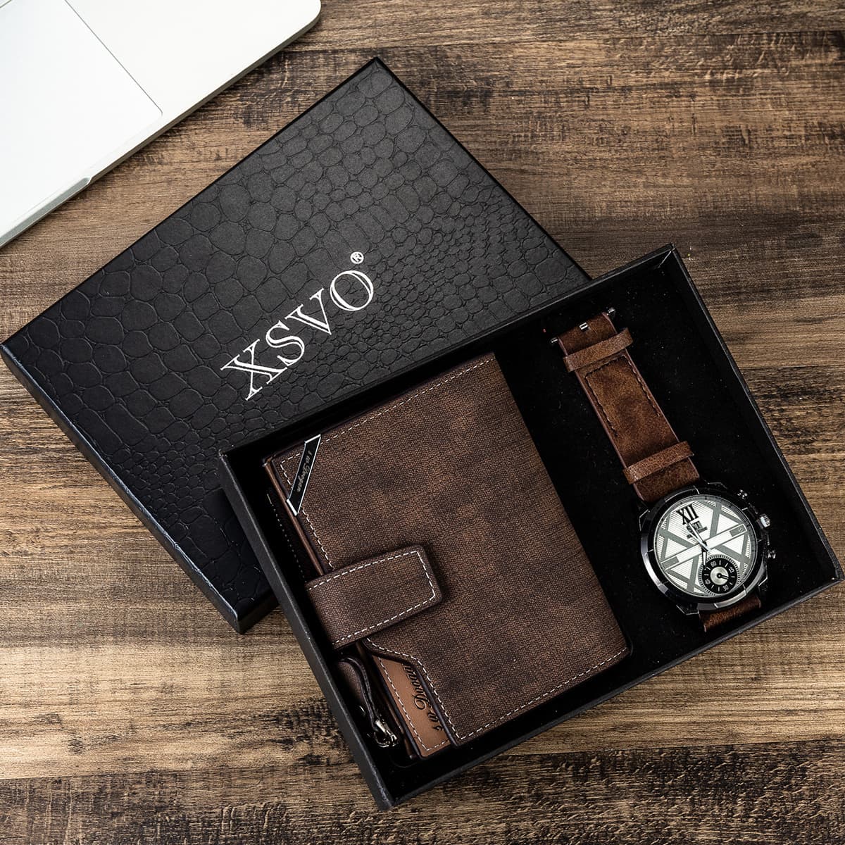 Exquisite gift set cufflinks plus wallet enlarged dial quartz watch plus pen factory direct sales D 1