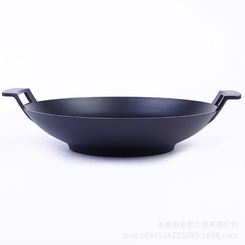 New double-ear double-bottomed wok, no oil smoke, no coating, non-stick wok, factory direct selling kitchen supplies wholesale 1