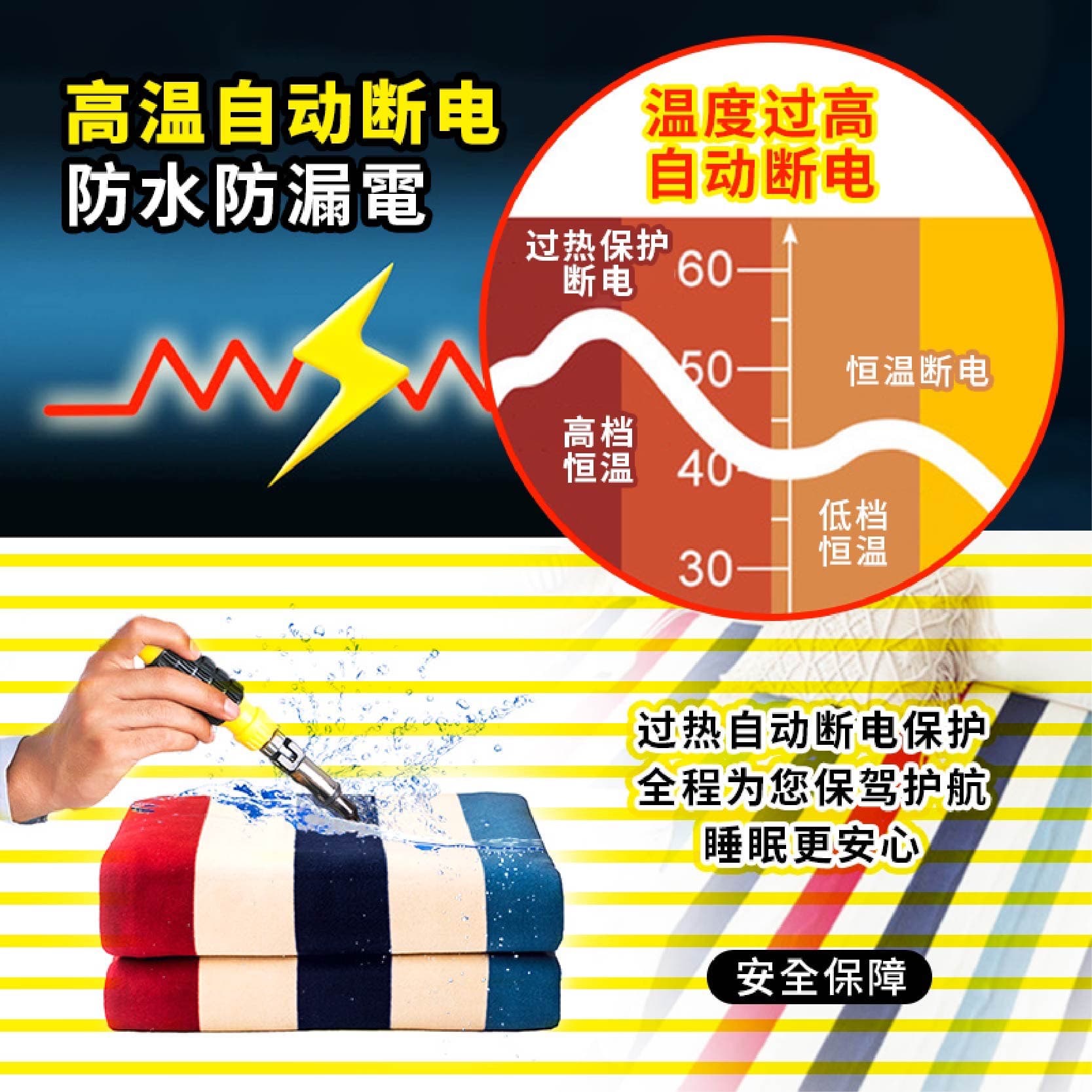 US standard, European standard, British standard, Taiwan standard voltage 110v electric blanket striped model one piece drop shipping cross-border Amazon distribution 4