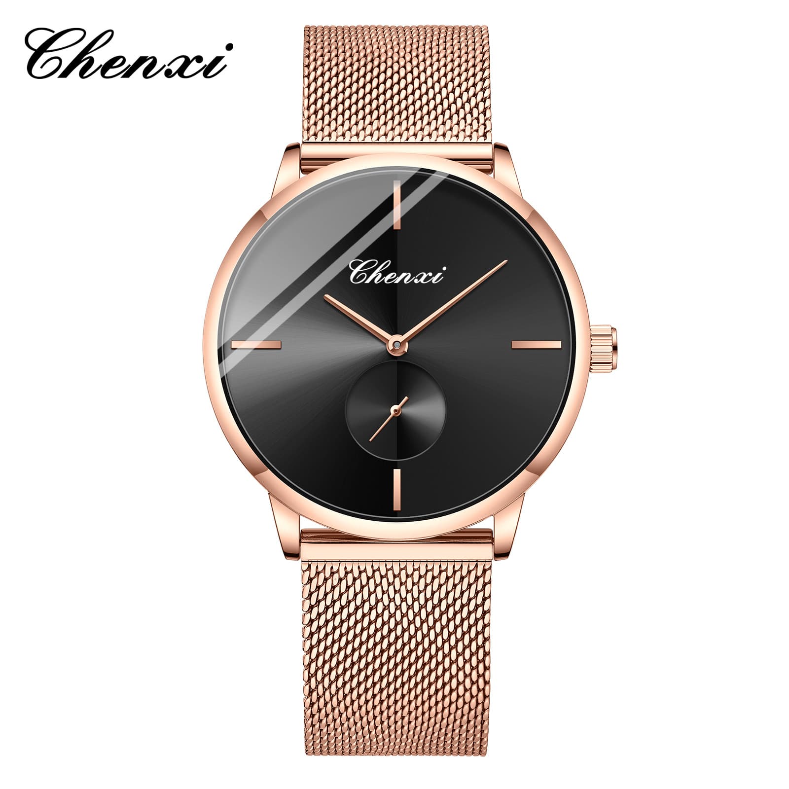 Chenxi Steel Mesh Strap Thin Couple Watch Fashion Simple Live Broadcast Cross-Border Manufacturer Wholesale Waterproof Men's and Women's Quartz Watch 7