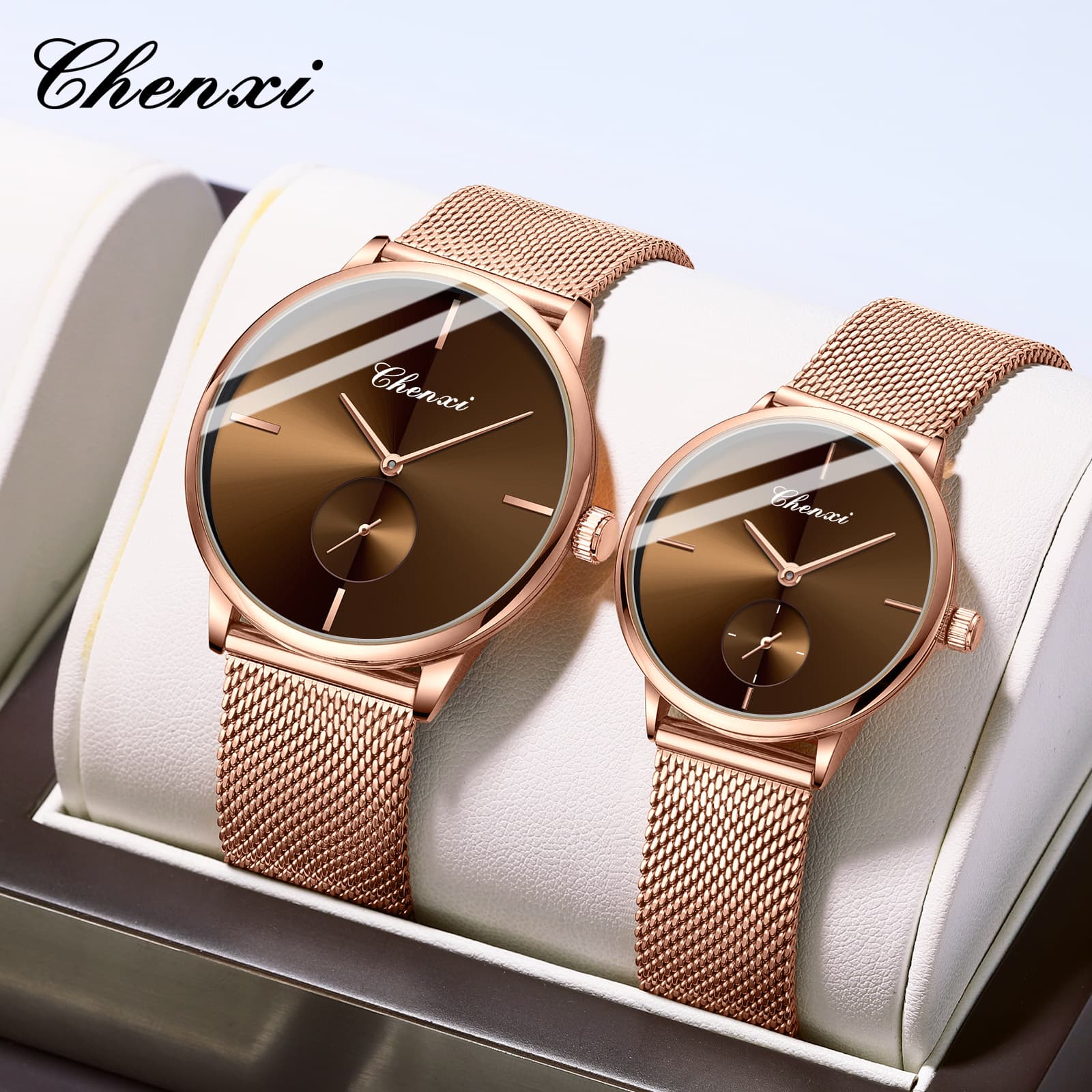 Chenxi Steel Mesh Strap Thin Couple Watch Fashion Simple Live Broadcast Cross-Border Manufacturer Wholesale Waterproof Men's and Women's Quartz Watch 1
