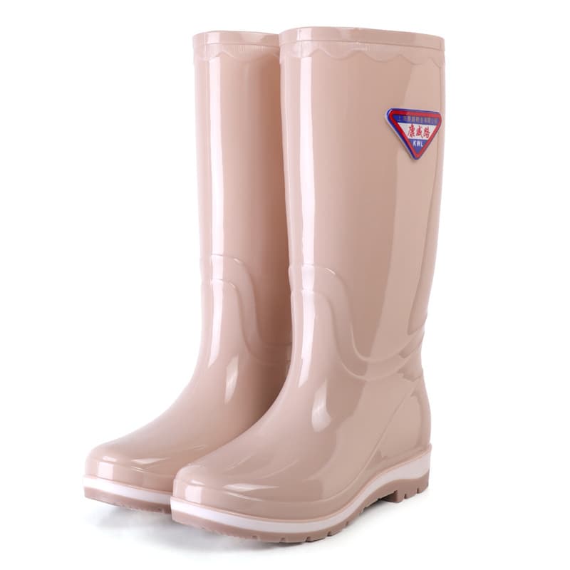 2026 long rain boots for women, non-slip, waterproof, medium-length kitchen work plus velvet water shoes, women's rain boots, rain-proof, low heel 6