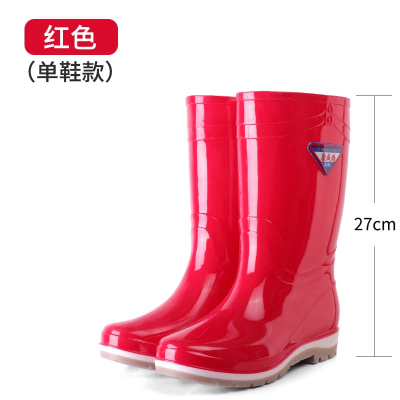 2026 long rain boots for women, non-slip, waterproof, medium-length kitchen work plus velvet water shoes, women's rain boots, rain-proof, low heel 7