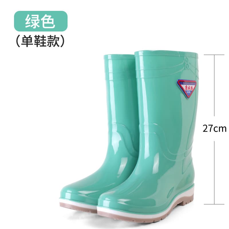 2026 long rain boots for women, non-slip, waterproof, medium-length kitchen work plus velvet water shoes, women's rain boots, rain-proof, low heel 10