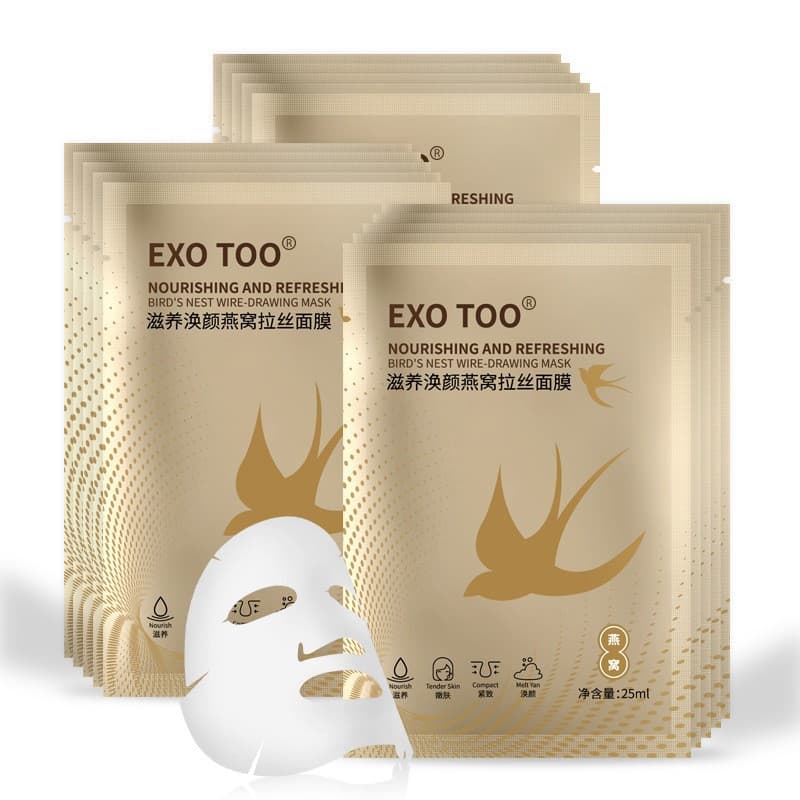 EXO TOO 10-piece boxed bird's nest facial mask, hydrating and moisturizing, brushed facial mask silk, skin care products wholesale dropshipping 5