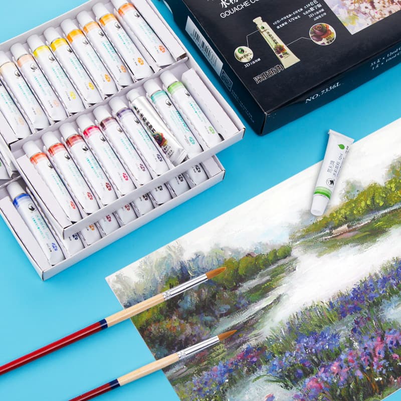 Marley brand gouache paint set 12 colors 18 colors 24 colors 12 ml student aluminum tube gouache paint wholesale 3