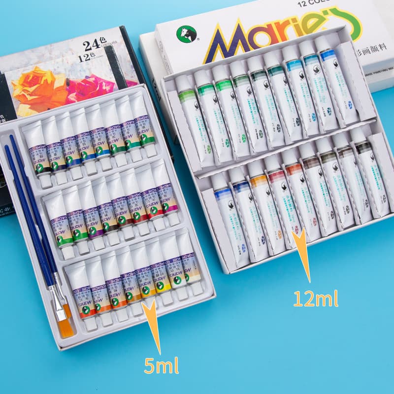 Marley brand gouache paint set 12 colors 18 colors 24 colors 12 ml student aluminum tube gouache paint wholesale 4