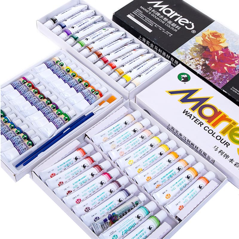 Marley brand gouache paint set 12 colors 18 colors 24 colors 12 ml student aluminum tube gouache paint wholesale 6