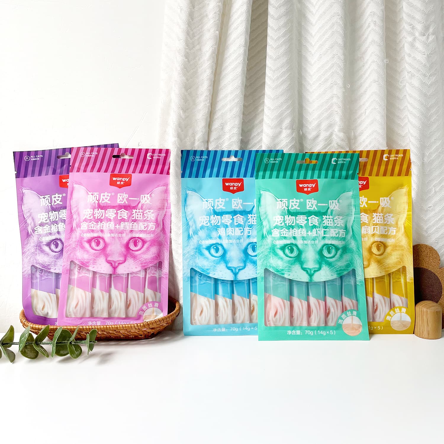 wanpy naughty cat strips Ouyishui kitten and adult cat wet food mixed with nutritious hydrating cat snacks 70g 3
