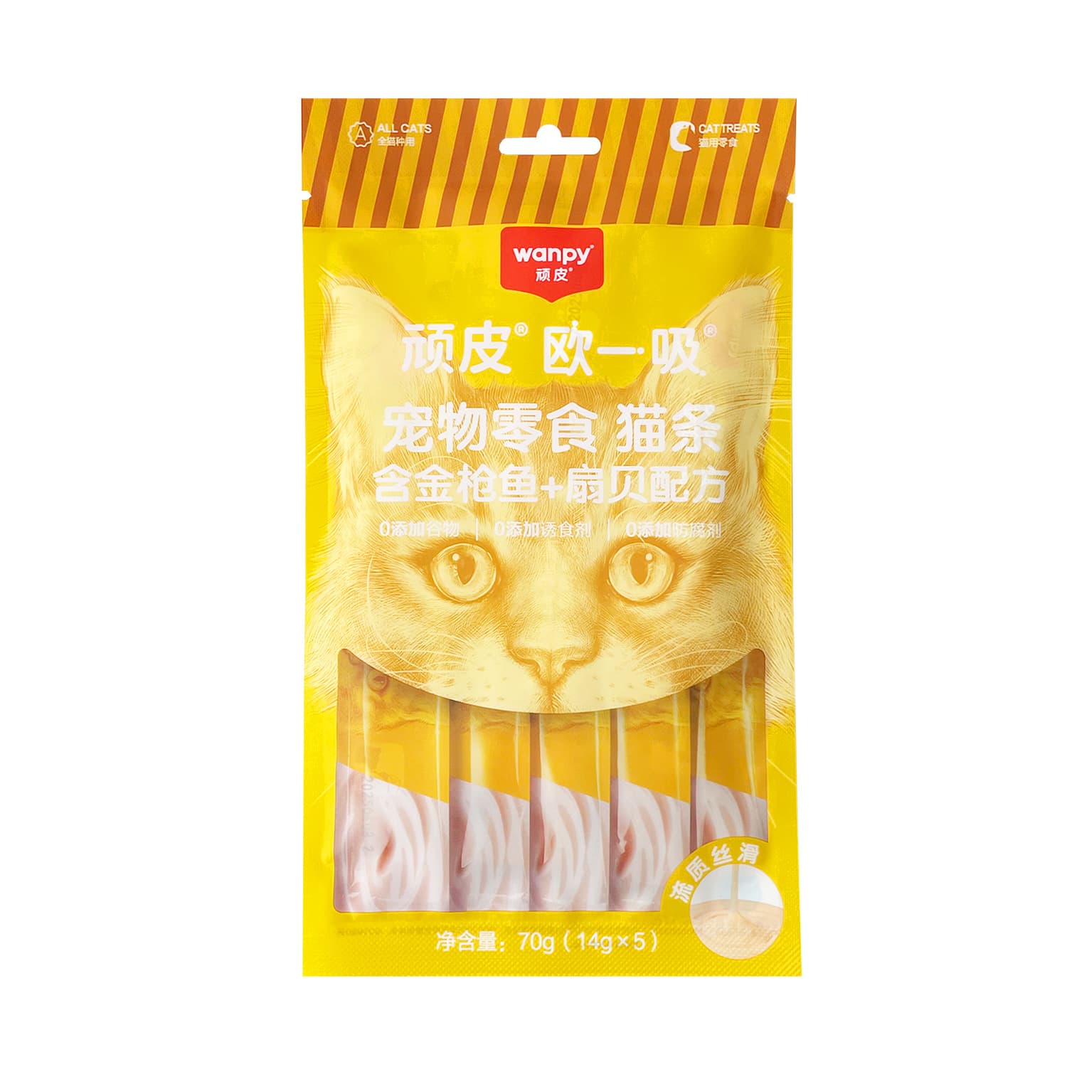 wanpy naughty cat strips Ouyishui kitten and adult cat wet food mixed with nutritious hydrating cat snacks 70g 6