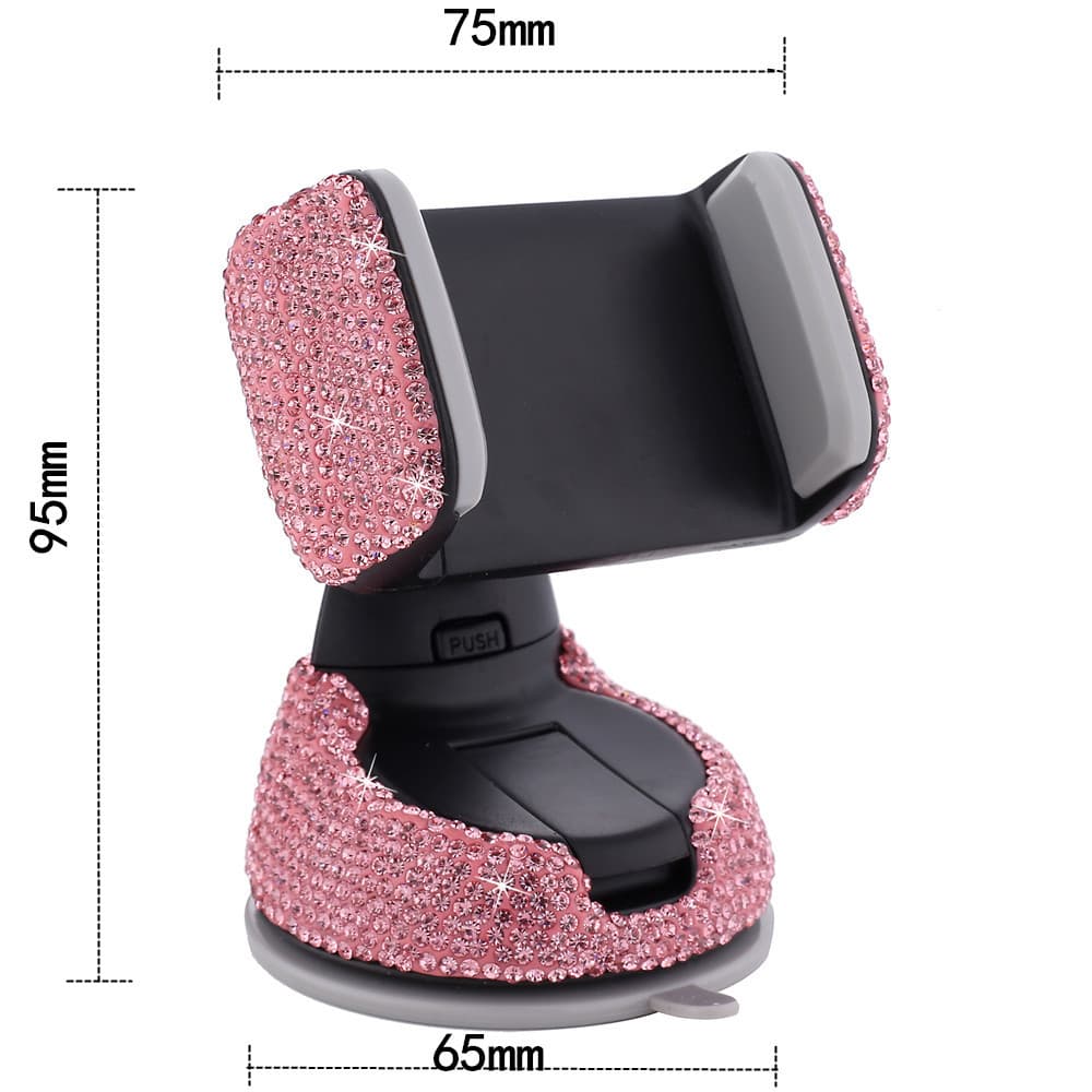 Diamond-encrusted car mobile phone holder multi-functional air outlet car navigation bracket car suction cup rotating mobile phone holder for women 3