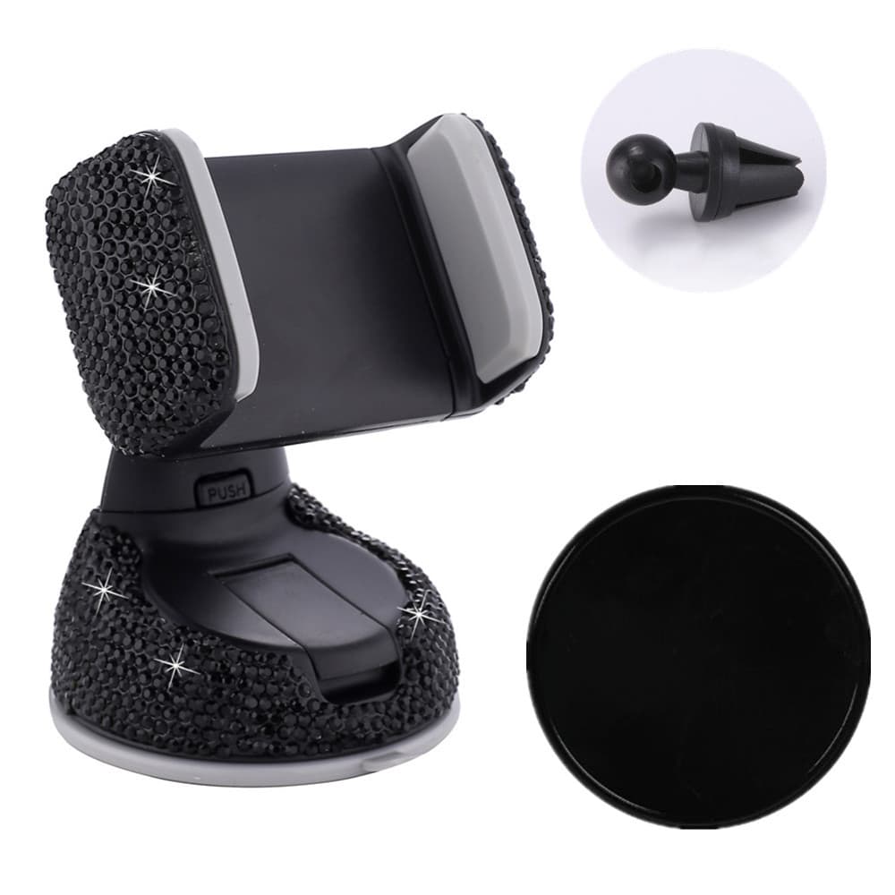 Diamond-encrusted car mobile phone holder multi-functional air outlet car navigation bracket car suction cup rotating mobile phone holder for women 8