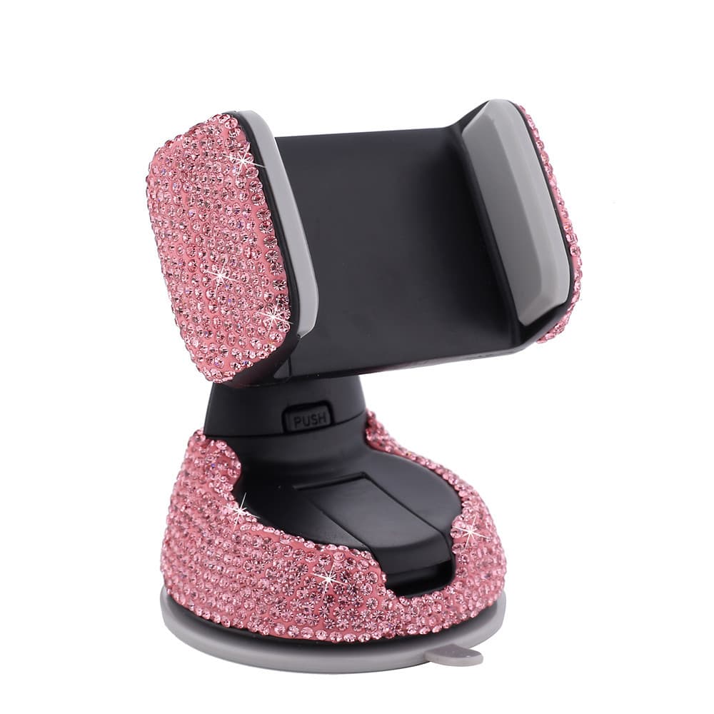 Diamond-encrusted car mobile phone holder multi-functional air outlet car navigation bracket car suction cup rotating mobile phone holder for women 1